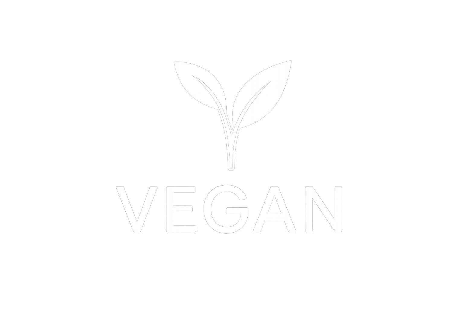 a minimalistic logo in all white colour, no background and transparent of a logo of vegan