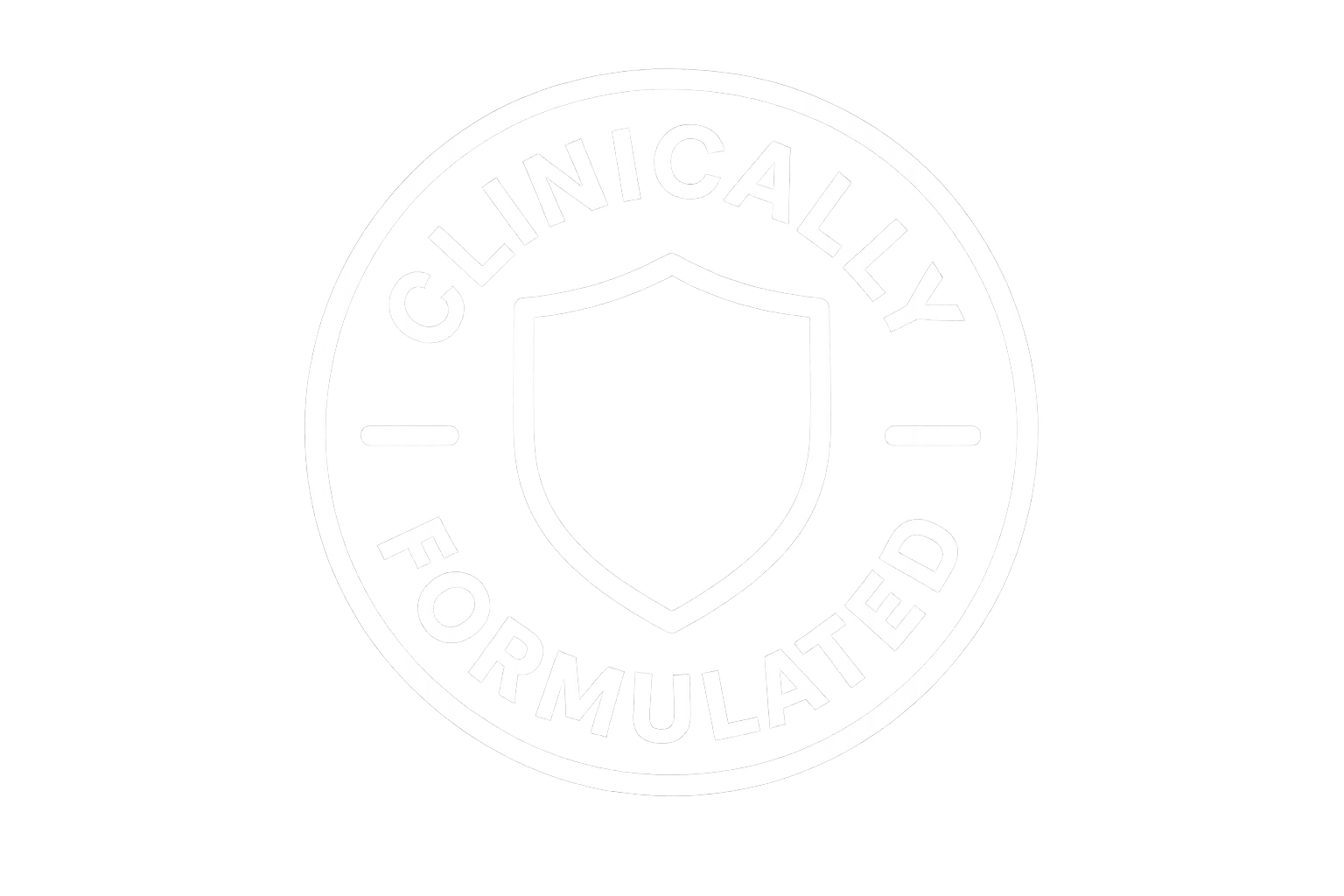 white clinically formulated badge logo without background